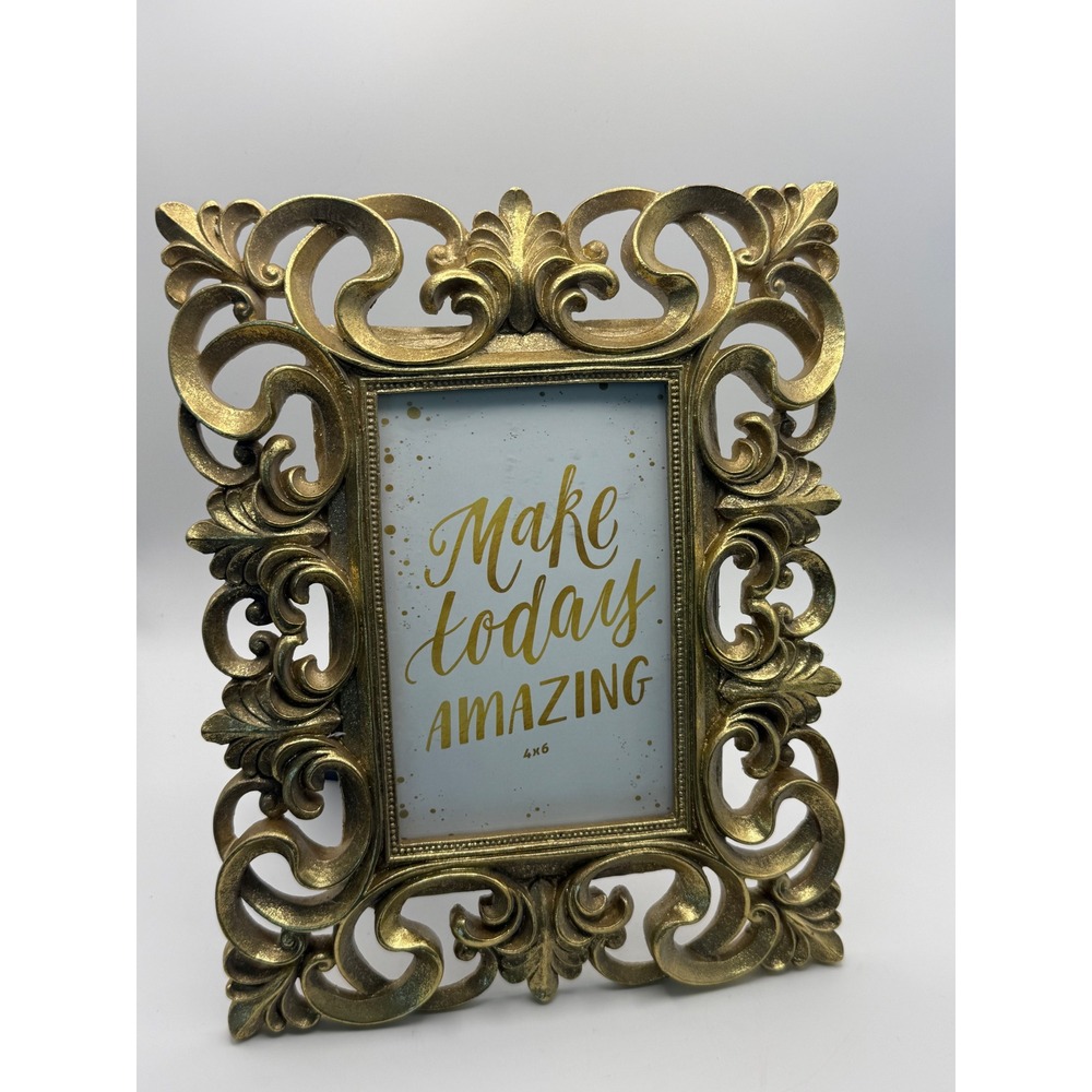 Restoration Hardware Gold Baroque Style 4x6 Picture Frame Tabletop‎ Decor